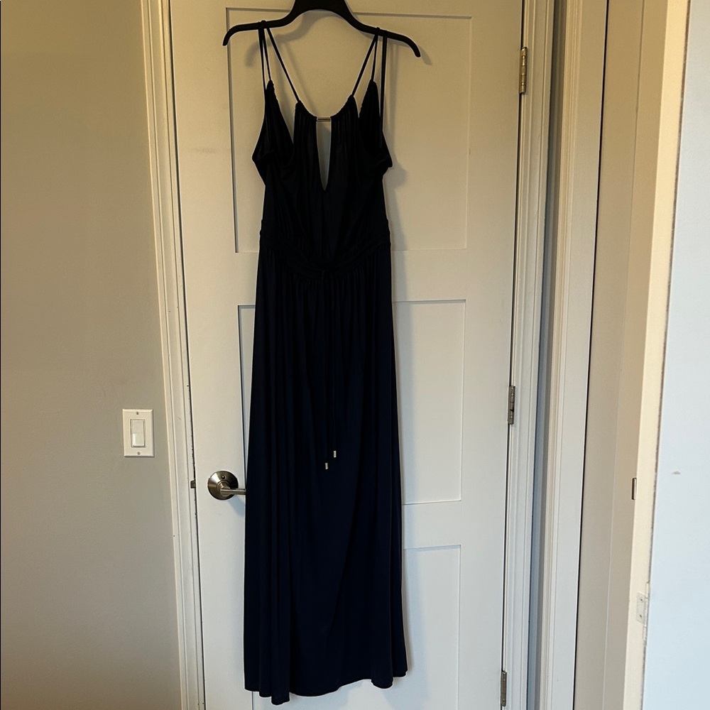 Low back navy blue maxi